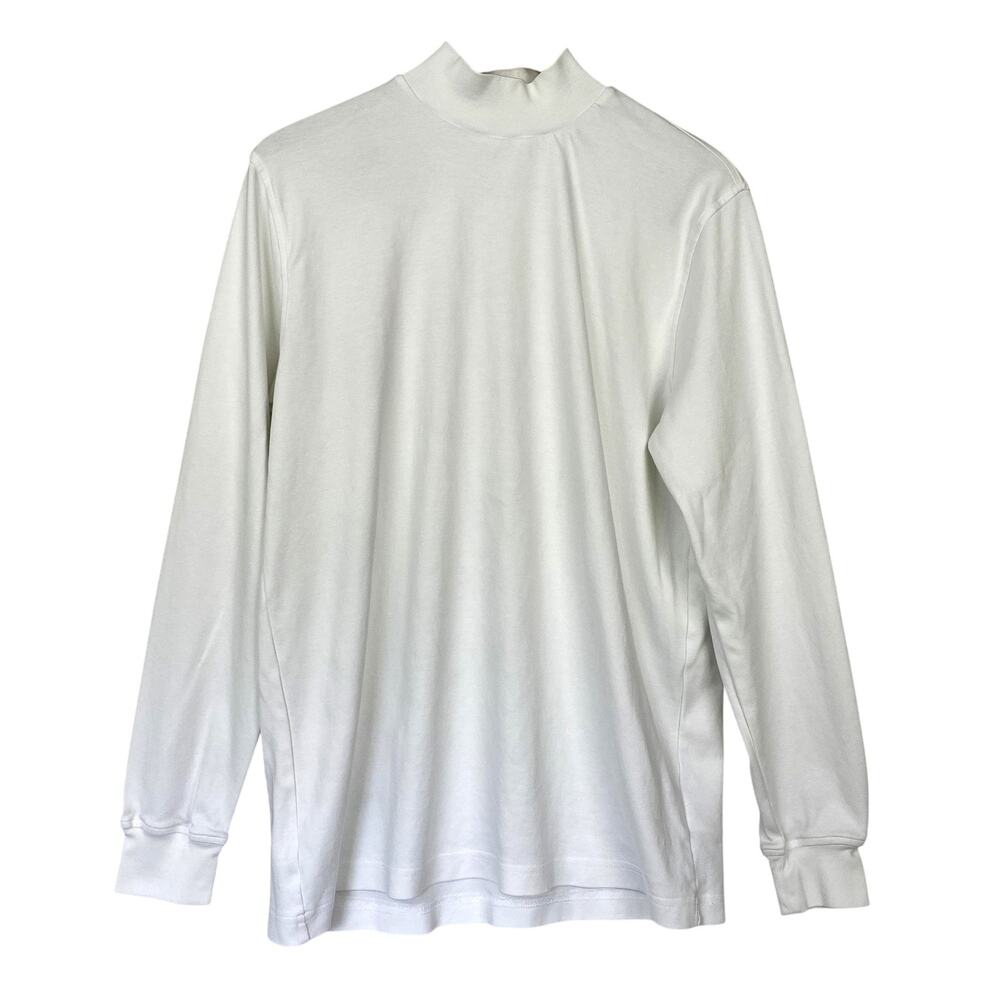 Lands End Mock Turtleneck‎ Shirt Mens LT Large Tall White Long Sleeve Big & Tall